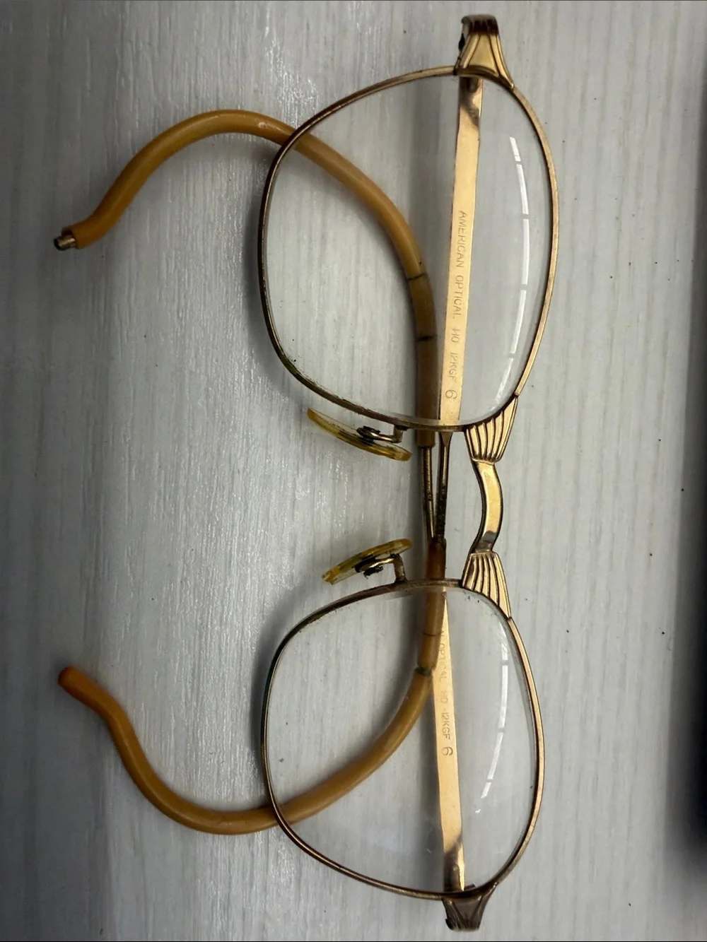 Vintage 12K Gold Filled Frame Eyeglasses with Amber Temple Tips